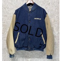 【ビンテージ】【TURNING POINT】ターニングポイント CATERPILLAR【キャタピラー】デニムｘベージュ 袖切替【スタジャン】【サイズＬ】 