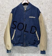 【ビンテージ】【TURNING POINT】ターニングポイント CATERPILLAR【キャタピラー】デニムｘベージュ 袖切替【スタジャン】【サイズＬ】 