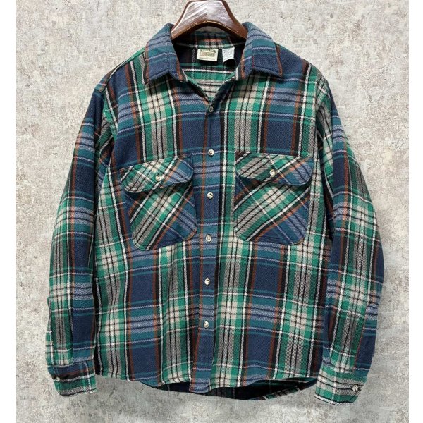 画像1: 90's 【ビンテージ】 【FIVEBROTHER】ファイブブラザー【紺ｘ緑ｘ赤】チェック ネルシャツ　サイズＬ 