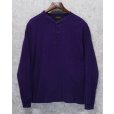 画像1: USA製【90's】【ビンテージ】【エディーバウアー】紫【ヘンリーネックロンT】コットンセーター【サイズＬ】<br> (1)