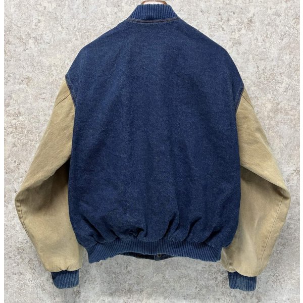 画像4: 【ビンテージ】【TURNING POINT】ターニングポイント CATERPILLAR【キャタピラー】デニムｘベージュ 袖切替【スタジャン】【サイズＬ】 