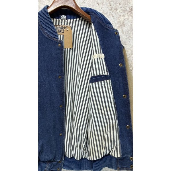 画像3: 【ビンテージ】【TURNING POINT】ターニングポイント CATERPILLAR【キャタピラー】デニムｘベージュ 袖切替【スタジャン】【サイズＬ】 