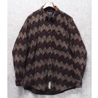 【CHAPS】チャップス【ラルフローレン】【POLO ralph lauren】【エンジ×緑】模様プリント ボタンダウン【コーデュロイシャツ】【サイズXL】 