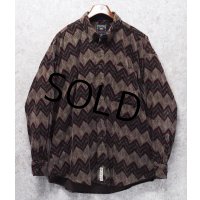 【CHAPS】チャップス【ラルフローレン】【POLO ralph lauren】【エンジ×緑】模様プリント ボタンダウン【コーデュロイシャツ】【サイズXL】 