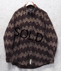 【CHAPS】チャップス【ラルフローレン】【POLO ralph lauren】【エンジ×緑】模様プリント ボタンダウン【コーデュロイシャツ】【サイズXL】 