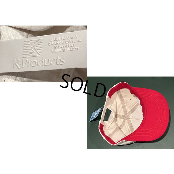 画像2: 程度良好!! 【USA製】K-Products【ビンテージ】【Sマーク】刺繍ロゴ【白×赤】BBキャップ【ベースボールキャップ】 
