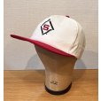 画像1: 程度良好!! 【USA製】K-Products【ビンテージ】【Sマーク】刺繍ロゴ【白×赤】BBキャップ【ベースボールキャップ】<br> (1)