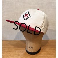 程度良好!! 【USA製】K-Products【ビンテージ】【Sマーク】刺繍ロゴ【白×赤】BBキャップ【ベースボールキャップ】 