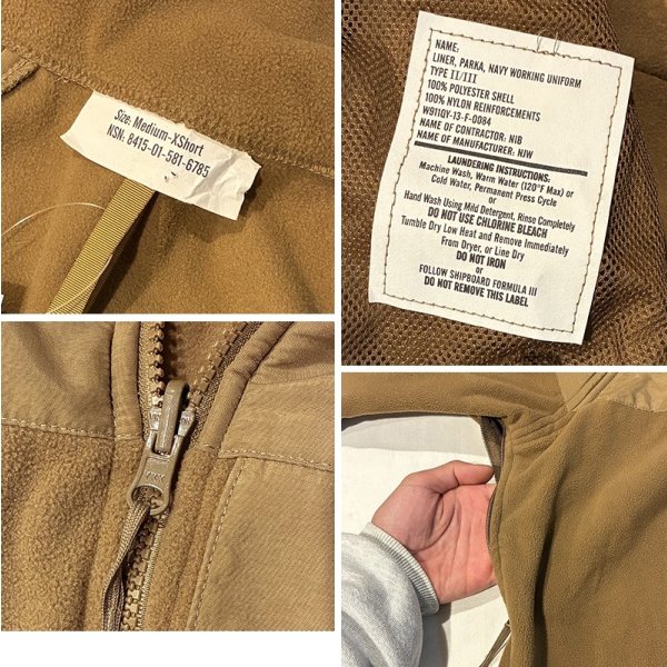 画像2: 程度良好!!【米軍実物】U.S.NAVY【NAVY WORKING UNIFORM】【NWU】【PARKA LINER】【フリース 】【ライナー】【コヨーテ】タンカラー【フリースライナージャケット】【サイズM-XShort】 