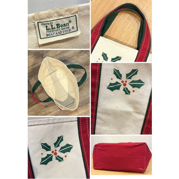 画像2: 【80’s】【ビンテージ】【L.L.bean】【エルエルビーン】赤ｘ緑【ヒイラギ】【キャンバス】【トートバッグ】【キャンバストート】 