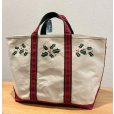 画像1: 【80’s】【ビンテージ】【L.L.bean】【エルエルビーン】赤ｘ緑【ヒイラギ】【キャンバス】【トートバッグ】【キャンバストート】<br> (1)