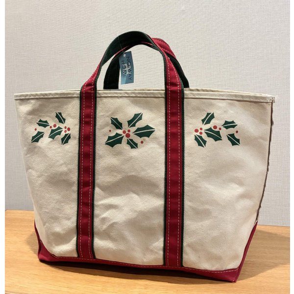画像1: 【80’s】【ビンテージ】【L.L.bean】【エルエルビーン】赤ｘ緑【ヒイラギ】【キャンバス】【トートバッグ】【キャンバストート】 
