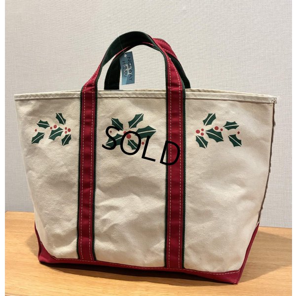 画像1: 【80’s】【ビンテージ】【L.L.bean】【エルエルビーン】赤ｘ緑【ヒイラギ】【キャンバス】【トートバッグ】【キャンバストート】 