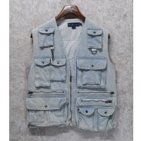 80's~【Ralph Lauren】【ラルフローレン】デニム【ベスト】【カメラマンベスト】フォトグラファーベスト【サイズM】 
