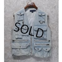 80's~【Ralph Lauren】【ラルフローレン】デニム【ベスト】【カメラマンベスト】フォトグラファーベスト【サイズM】 