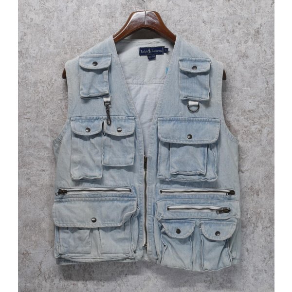画像1: 80's~【Ralph Lauren】【ラルフローレン】デニム【ベスト】【カメラマンベスト】フォトグラファーベスト【サイズM】 