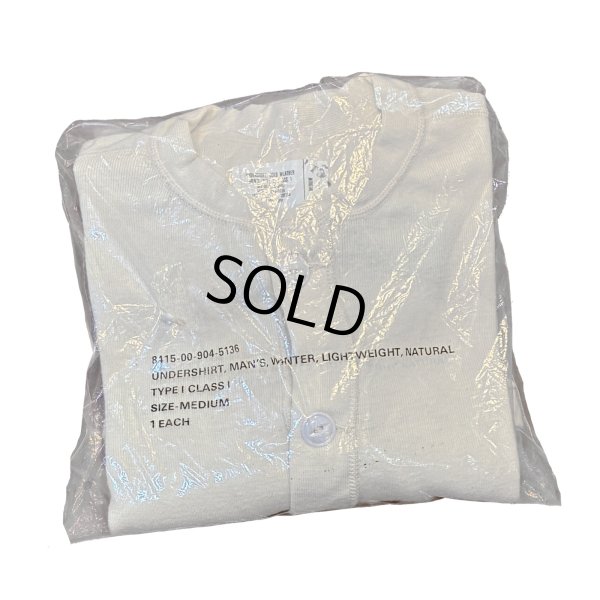 画像1: デッドストック【80's】【ビンテージ】【U.S.ARMY】【ウールｘコットン】ヘンリーネックロンＴ【アンダーシャツ】サイズM 