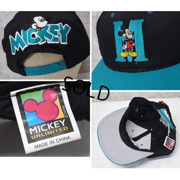 画像2: 【デッドストック】【MICKEY】ミッキーマウス【黒×エメラルド】刺繍入り【BBキャップ】  