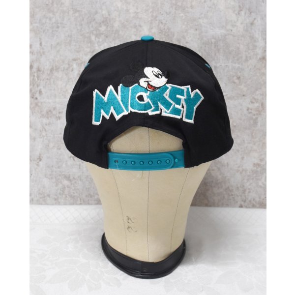 画像5: 【デッドストック】【MICKEY】ミッキーマウス【黒×エメラルド】刺繍入り【BBキャップ】  