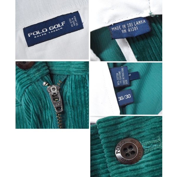 画像2:  ビンテージ【POLO GOLF】ポロゴルフ【ラルフローレン】POLO RALPH LAUREN 【緑】【コーデュロイ】【コットンパンツ】【36X30】 