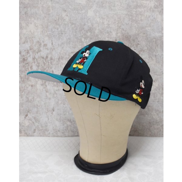 画像3: 【デッドストック】【MICKEY】ミッキーマウス【黒×エメラルド】刺繍入り【BBキャップ】  