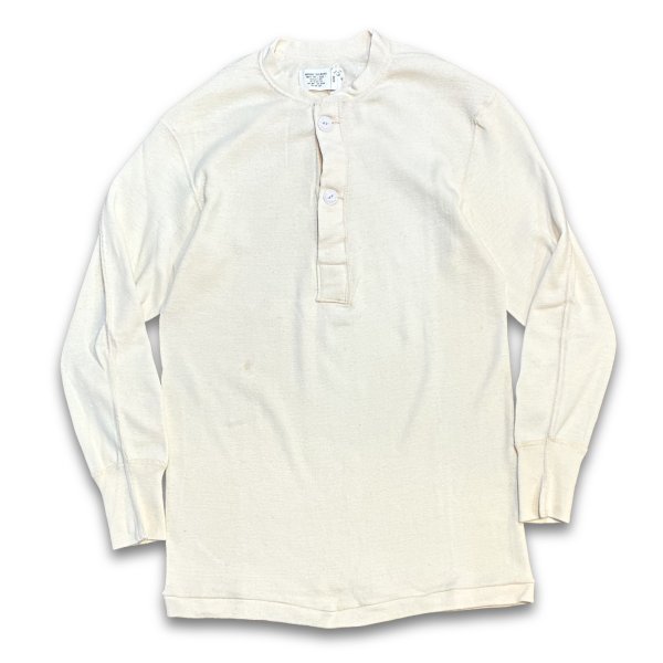 画像2: デッドストック【80's】【ビンテージ】【U.S.ARMY】【ウールｘコットン】ヘンリーネックロンＴ【アンダーシャツ】サイズM 