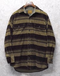 ビンテージ【セントジョーンズベイ】【St.John's Bay】【ブラウン×ベージュ】【コーデュロイ】【シャツジャケット】【サイズＭ】 