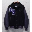 画像3: UNITED SPORT APPAREL【ビンテージ】【黒メルトンｘ紫レザー】【OLD BRIDGE】【スタジャン】【サイズL】<br> (3)