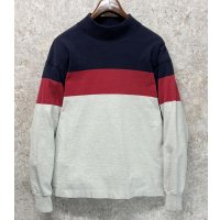 90's【USA製】ビンテージ【L.L.Bean】LLビーン【紺×赤ｘグレー】【モックネック】ロンT【サイズL】 