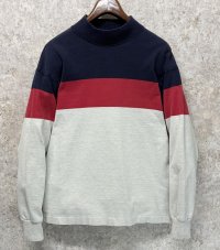 90's【USA製】ビンテージ【L.L.Bean】LLビーン【紺×赤ｘグレー】【モックネック】ロンT【サイズL】 