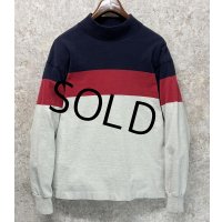 90's【USA製】ビンテージ【L.L.Bean】LLビーン【紺×赤ｘグレー】【モックネック】ロンT【サイズL】 