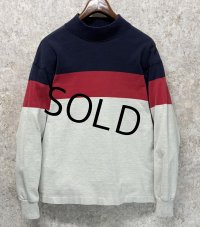 90's【USA製】ビンテージ【L.L.Bean】LLビーン【紺×赤ｘグレー】【モックネック】ロンT【サイズL】 