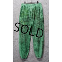 デッドストック 90's【ビンテージ】【ヘインズ】後染め 蛇柄【黄緑】【スウェットパンツ】【サイズＬ】 