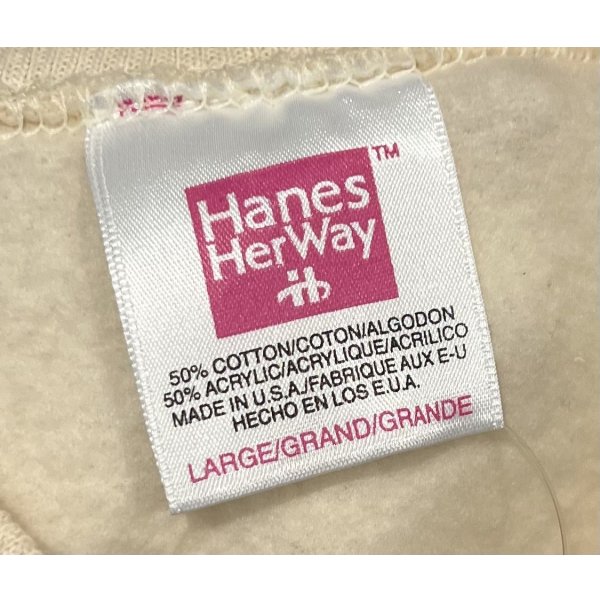 画像2: USA製【90s】【ビンテージ】【USA製】ヘインズ【hanes】クリーム色【無地】レディース【スウェット】【サイズW-Ｌ】 
