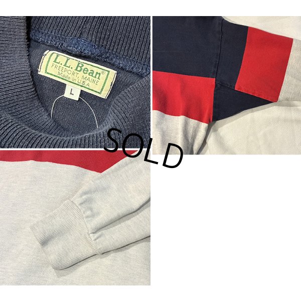 画像2: 90's【USA製】ビンテージ【L.L.Bean】LLビーン【紺×赤ｘグレー】【モックネック】ロンT【サイズL】 