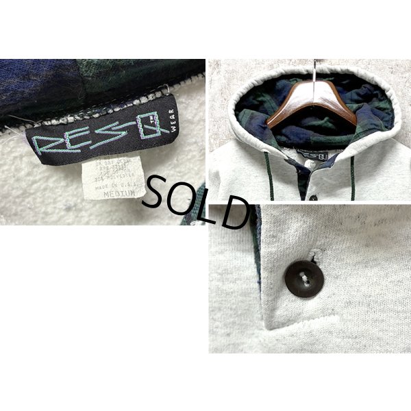 画像2: USA製 ビンテージ【RESQ】霜降りグレーｘブラックウォッチ【パーカー】【サイズM】 