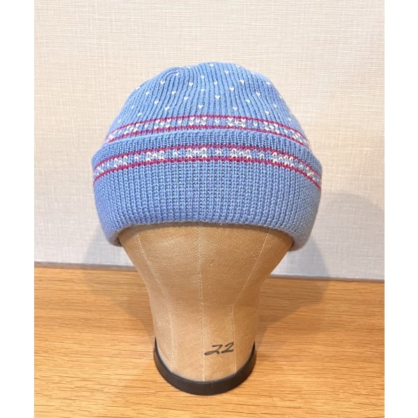 画像1: 【USA製】【ビンテージ】【wigwam】ウィグアム バーズアイ柄【水色】 【ニットキャップ】 【ニット帽】  