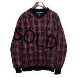 ビンテージ【POLO GOLF】【ポロゴルフ】【ラルフローレン】【RALPH LAUREN】【赤】タータンチェック【Vネック】【プルオーバー】【サイズM】 