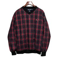 ビンテージ【POLO GOLF】【ポロゴルフ】【ラルフローレン】【RALPH LAUREN】【赤】タータンチェック【Vネック】【プルオーバー】【サイズM】 