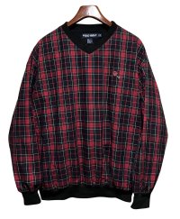 ビンテージ【POLO GOLF】【ポロゴルフ】【ラルフローレン】【RALPH LAUREN】【赤】タータンチェック【Vネック】【プルオーバー】【サイズM】 