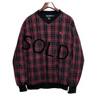 ビンテージ【POLO GOLF】【ポロゴルフ】【ラルフローレン】【RALPH LAUREN】【赤】タータンチェック【Vネック】【プルオーバー】【サイズM】 