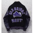 画像1: UNITED SPORT APPAREL【ビンテージ】【黒メルトンｘ紫レザー】【OLD BRIDGE】【スタジャン】【サイズL】<br> (1)