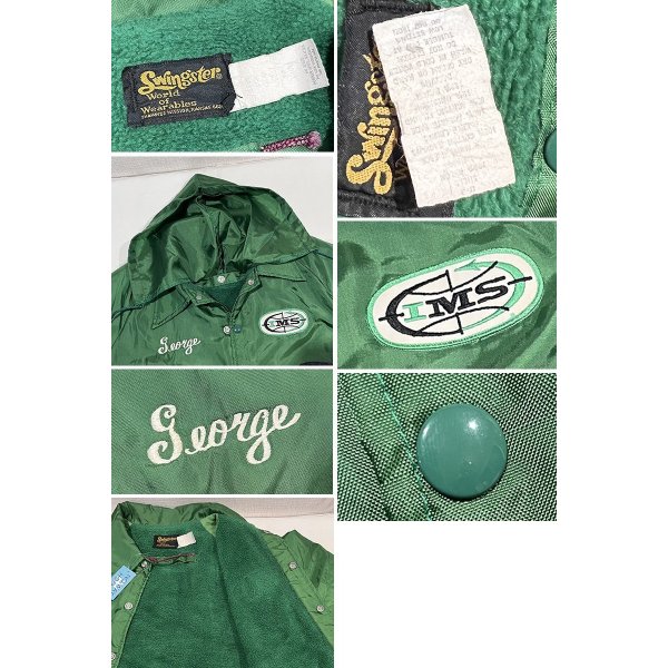 画像2: 【ビンテージ】【Swingster】スウィングスター【緑】IMS【フリース裏地付き】【コーチジャケット】【サイズXL】 