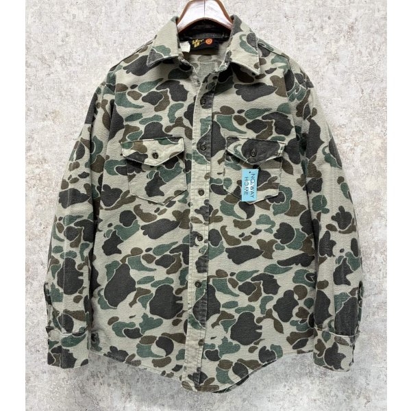 画像1: 〜80's【ビンテージ】【Bullseye Bill】ダックハンターカモ【カモフラ】シャモアクロスシャツ　サイズL 