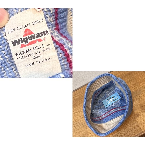 画像2: 【USA製】【ビンテージ】【wigwam】ウィグアム バーズアイ柄【水色】 【ニットキャップ】 【ニット帽】  
