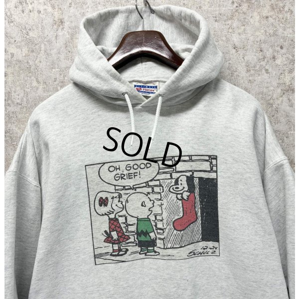 画像1: 【90s〜】【ビンテージ】ヘインズ【hanes】スヌーピー【ピーナッツ】クリスマス グレー【パーカー】【サイズXL】 