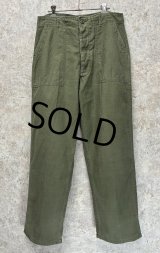70's【米軍実物】【ビンテージ】【ベイカーパンツ】UFOボタン Wステッチ OG107【ユーティリティパンツ】【34×31】 