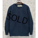 ほぼ未使用!!【アイルランド製】ビンテージ【ARAN SWEATER MARKET】【紺】マーブル 【Vネックセーター】アランセーター 【サイズL】  