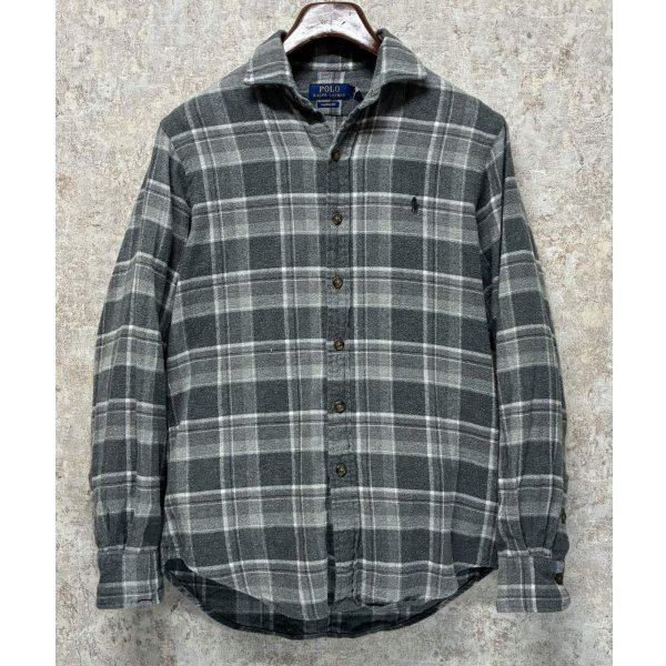 画像1: ビンテージ【POLO RALPH LAUREN】ラルフローレン【classic fit】 グレー チェック【ネルシャツ】コットンシャツ 【サイズS】 