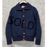 80's~【アイルランド製】 ビンテージ【L.L.Bean】LLビーン【青×紫】【カーディガン】レディース【サイズW-M】 